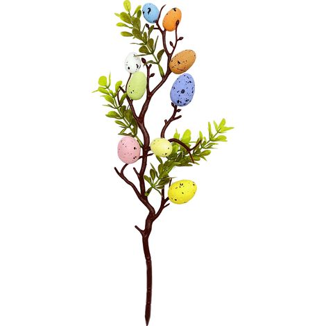 3 branches décoratives œufs de Pâques en mousse colorée, ornement pour décoration intérieure fête de Pâques 35 cm (1/5)