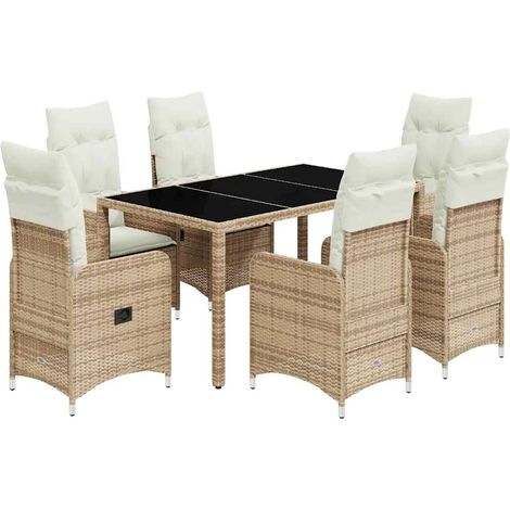 Maison Exclusive - Set de mesa y sillas de jardín 7 pzas y cojine (1/5)
