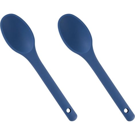 Ensemble 2 louches à soupe et cuillères à riz en silicone, cuillères anti-brûlure, louches bleues à manche court pour servir soupes (1/5)