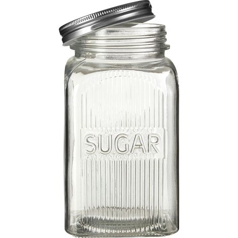 Interiors by Premier Elegant Set Of Three Glass Jars With Silver Lids, Airtight Jars With Lids, Secure Jar For Ingredients (1/2)