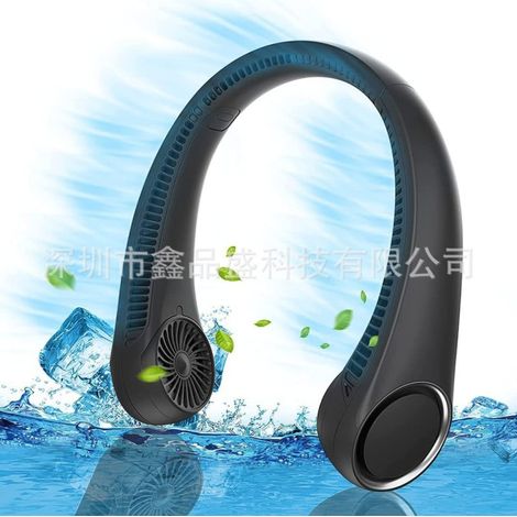 Ventilateur de cou portable et compact, rechargeable par USB, idéal pour les étudiants et les activités de plein air. Sans pales. Nouveau modèle bleu de 4000 mAh. (1/2)