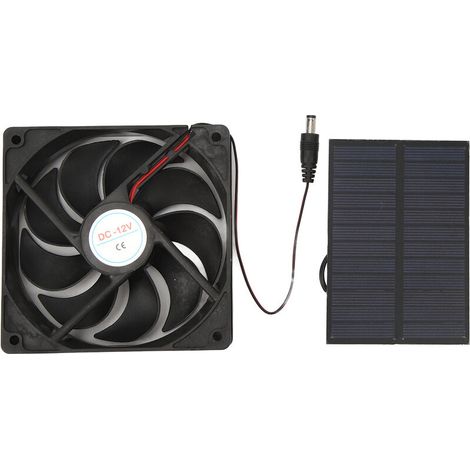 Jeffergarden Kit de ventilateur de panneau solaire extérieur silicium monocristallin pour caravanes camping-cars toilettes maisons pour animaux de compagnie 12V 3W-DOU