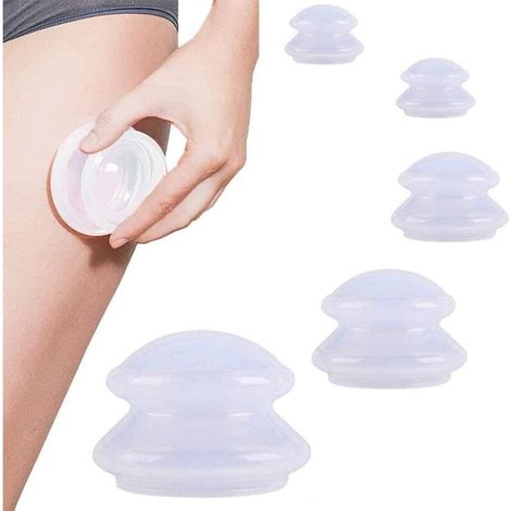 Acupoint Lot de 4 ventouses en silicone pour massage et thérapie de ventouses portable pour soulager les douleurs musculaires et articulaires (1/4)