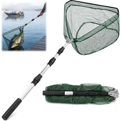 Épuisette de Pêche Télescopique Extensible, 130 cm Filet Nylon Triangulaire  épuisettes de Pêche Télescopiques, Filet de Pêche Léger et Résistant, pour Carpe Truite Crevette Etang Bassin Poisson (1/5)