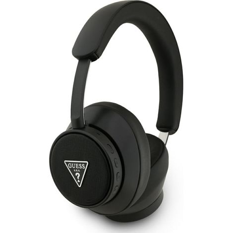 Cuffie on-ear Guess Bluetooth ENC con logo triangolare in tessuto Saffiano, colore nero. (1/4)