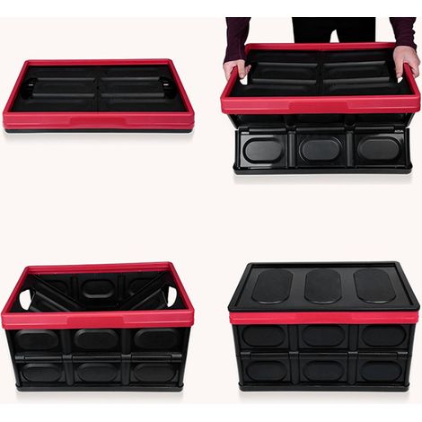 (Exklusiv für Südostasien) Aufbewahrungsbox für den Kofferraum, multifunktionale Aufbewahrungsbox aus Kunststoff für Büro und Zuhause, faltbarer Auto-Organizer, schwarz (mittlere Größe 45 x 30 x 25 cm (1/5)