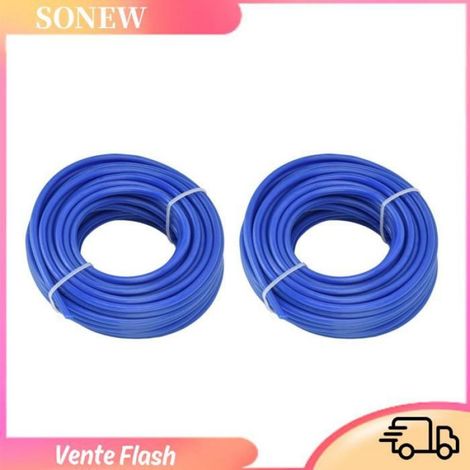 Sonew Ligne de bordures 2pcs Ligne de Débroussailleuse 4mm Fil de Rond en Nylon Bleu Accessoires de Tondeuses à piscine mesure 10m (1/5)