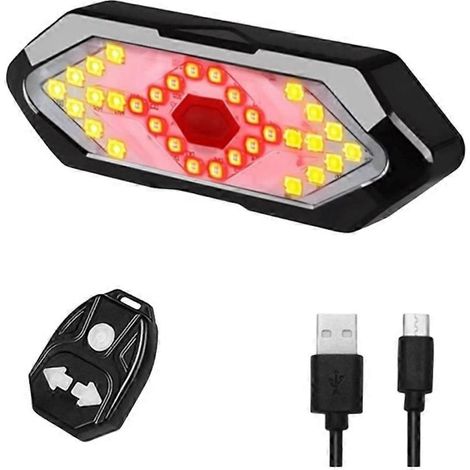 Wiederaufladbares, wasserdichtes und ferngesteuertes Fahrradrücklicht mit 5 Beleuchtungsmodi (Blinker, Nachtlicht usw.). (1/5)