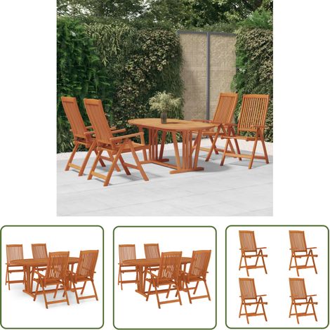 The Living Store 5-tlg. Garten-Essgruppe Massivholz Eukalyptus - Holztisch - Gartenmöbel - Essgruppen - Gartenset - Eukalyptus (1/5)
