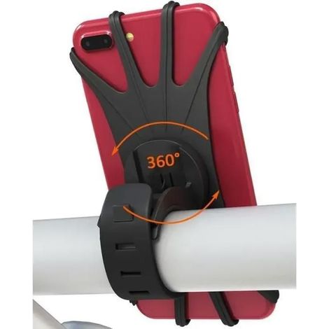 Support Téléphone Vélo - Universel Silicone 360° Rotation - 4,0-6,5 Pouces Smartphones Noir