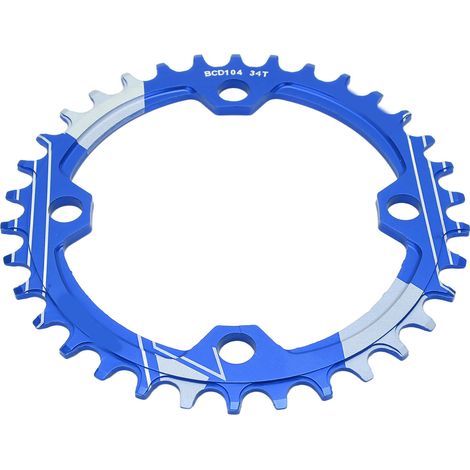 Vélo de montagne Plateau 34T Roue de chaîne en alliage d'aluminium antirouille Disque à denture positive et négative Bleu (1/5)