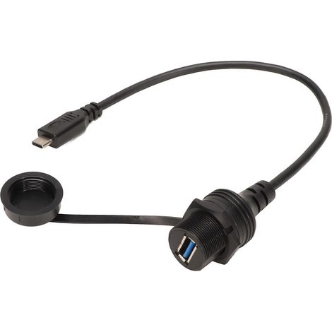 Câble OTG USB-C vers USB 3.0 étanche en PVC résistant, transmission 5 Gbit/s, montage encastré (1/5)