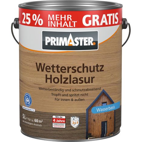 Primaster Wetterschutz Holzlasur 5 L palisander + 25% gratis