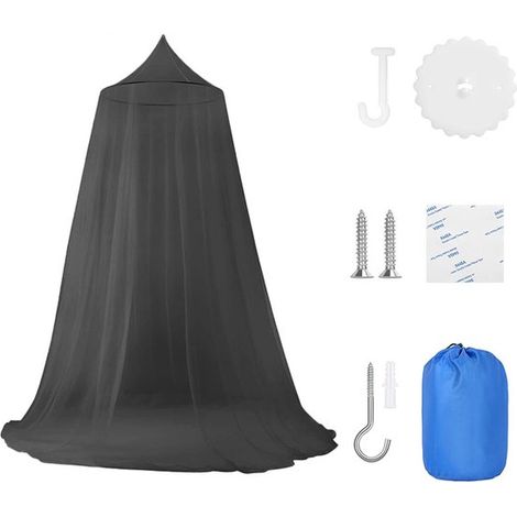 Mosquitera para cama doble e individual，602501200cm，Mosquitera grande de viaje con dosel y malla fina para evitar mosquitos，Negra (1/5)