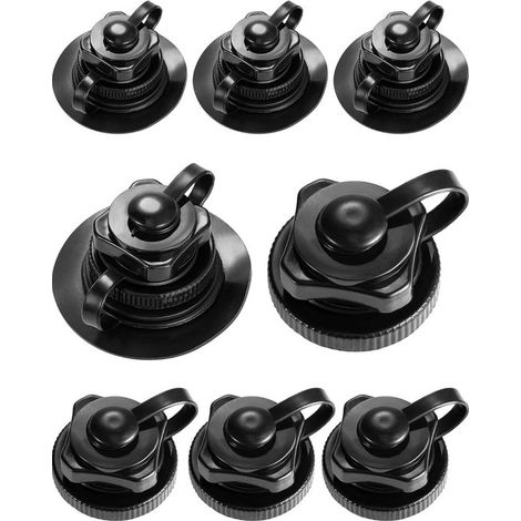 Lot de 8 valves de gonflage Boston, vis de rechange pour bateaux gonflables, kayaks, bateaux de piscine et matelas gonflables, noires (1/5)