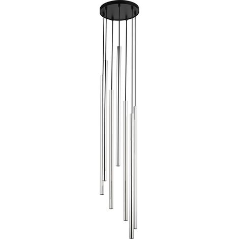 Suspension noire minimaliste 7 tubes argent G9 Sigma (1/2)