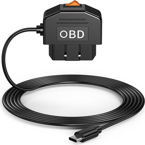 Onboard Diagnostics II power cable for dashcam, 3.5 m Type-C adapter with switch button, USB-C charging cable with 24-hour monitoring mode / ACC mode (1/5)