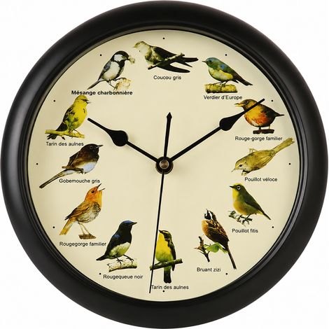 Horloge murale ronde chant d'oiseaux 10 pouces noir modèle 3320 3320 noir 10 25 × 25 × 4 cm 484 g – Livraison gratuite
