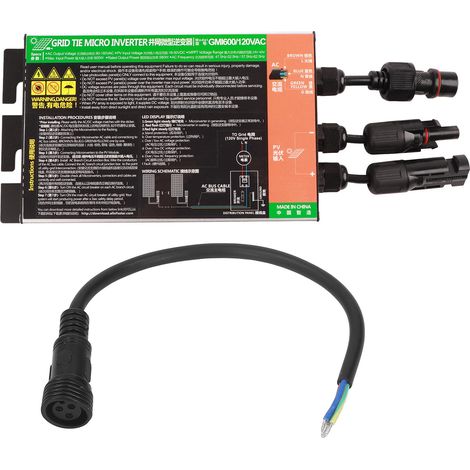 Micro-onduleur solaire 600W MPPT, onduleur réseau pur sinus AC 120V pour contrôle de panneaux (1/5)