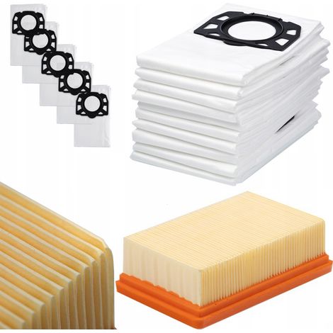 Set di Sacchetti e Filtro per Aspirapolvere compatibile con Kärcher WD2 WD3 MV2 MV3 – Microfibra 5 Strati, Alta Filtrazione