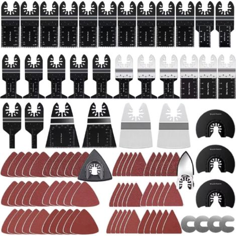 Lames de scie multi-outils 98 pièces, outil oscillant avec papier de verre, accessoires d'outils multifonctions pour bois, métal, clous, pierre, carrelage, mortier, adhésif, peinture