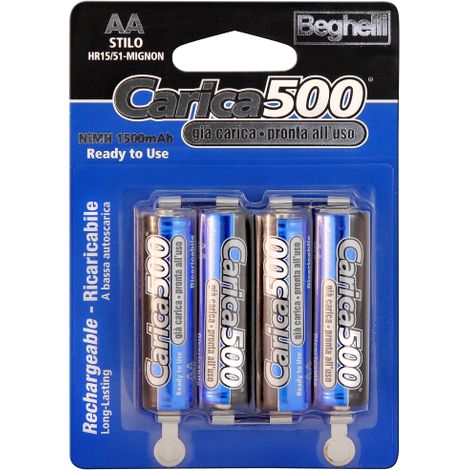 4 piA ces Beghelli charge 500 piles AA rechargeables 1500 mAh 1,2 V