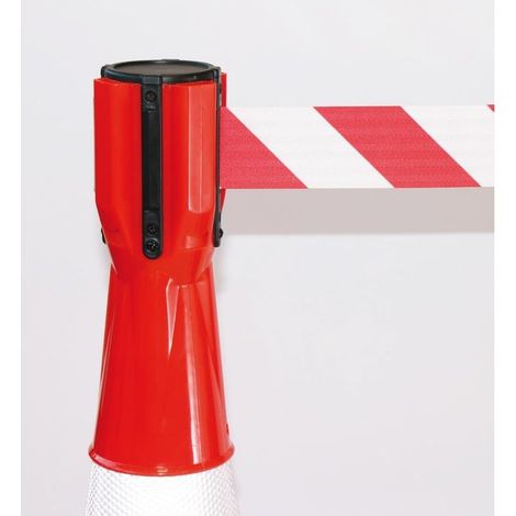 Enrouleur/Dérouleur De Sangle pour Cône De Signalisation De Chantier (5 mètres Rouge/Blanc) (1/5)