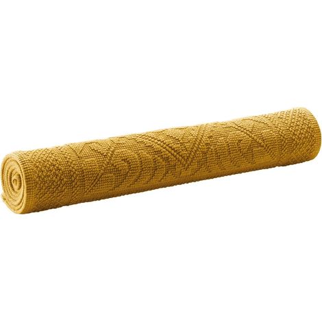 Grand tapis de bain uni rectangulaire coloris safran pour salle de bain 54 x 110 cm - PANGIVO