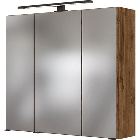 LED- Spiegelschrank 70 cm MANLY-03 Wotaneiche Nb. B/H/T: 70/64/20 cm (1/5)