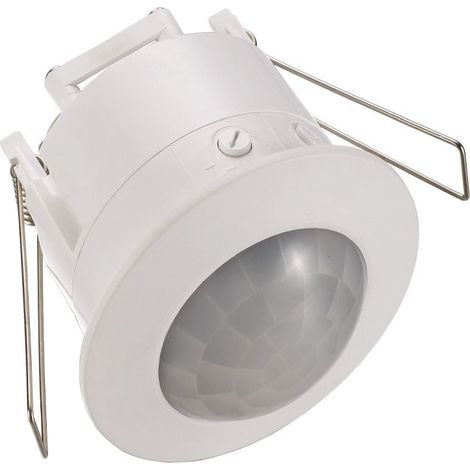 1x Infrarouge Détecteur de Mouvement Encastré Montage au Plafond Intérieur Contrôle des Feux Zone de Travail à 360° Portée de 6m Capteur de Lumière Intégré Blanc