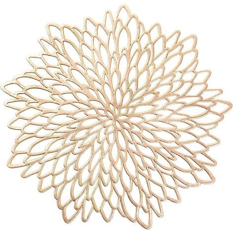 Sets de table ronds en forme de feuille, lavables et résistants à la chaleur, en vinyle, pour une cuisine moderne, une salle à manger ou un centre de table de mariage (lot de 4). (1/5)
