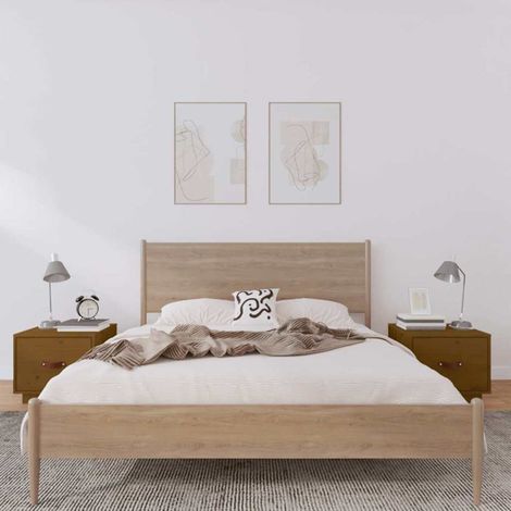 818292 vidaXL Bedside Cabinets 2 pcs Honey Brown 40x34x35 cm Solid Wood Pine (1/5)