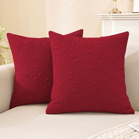 Housse Coussin 45x45 Lot De 2, Housses De Coussin avec Fermeture Eclair Caché, Couleur Pure Housses De Coussins, Doux, Double Face, pour Canapé, Salon Et Chambre, Bordeaux (1/5)