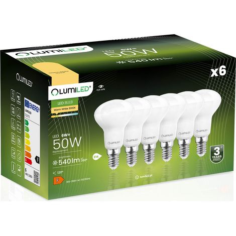 6x LED-Lampe E14 Reflektor R50 6W = 50W 540lm 3000K Warmweiß 120° LUMILED