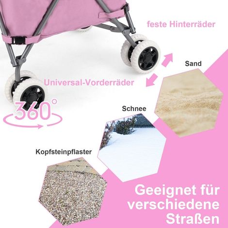 Carrello spesa pieghevole con ruote, capacità 90 l/55 kg, carretto con borsa Oxford rimovibile, colore rosa