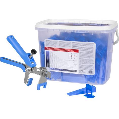 Nivellierset Strend Pro, L, 100x 2 mm Abstandshalter, 100x Keil + Zange