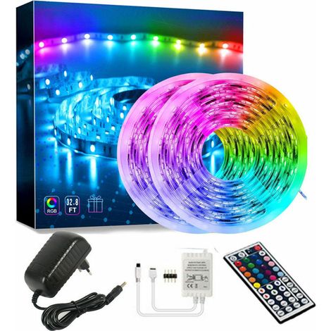 Led Chambre Ruban Led Lumière Led Décorative Multicolore, Bande Led, Rgb Guirlande Lumineuse Dimmable avec Télécommande, Ruban Auto-adhésif (15M) (1/5)