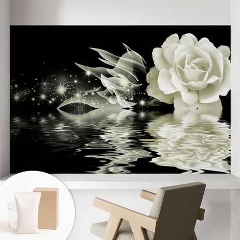 Papier peint intissé pour salon chambre à coucher peint imprimé pour mur - Colle incluse gratuite Rose lumineuse 104x70 cm (1/5)