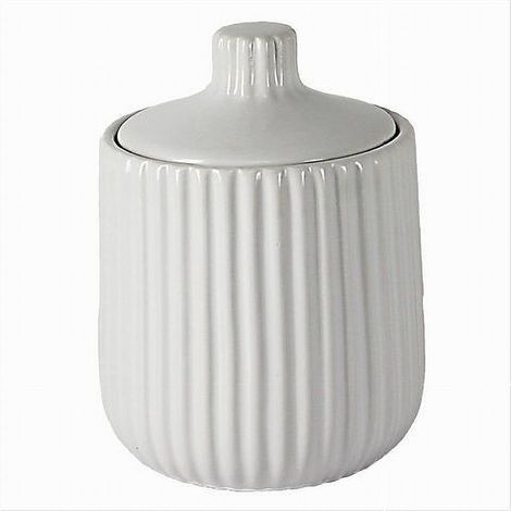 Cleafe - Contenitore Porta Cotton Fioc Decoro Plissè Bianco Rotondo Organizer Bagno 10329 - (1/4)