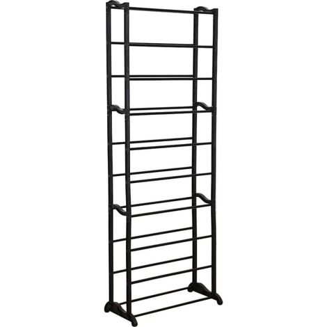 Étagère à chaussures 30 paires - 10 niveaux noir, meuble de rangement compact pour entrée, placard ou dressing, étagère métallique robuste (1/5)
