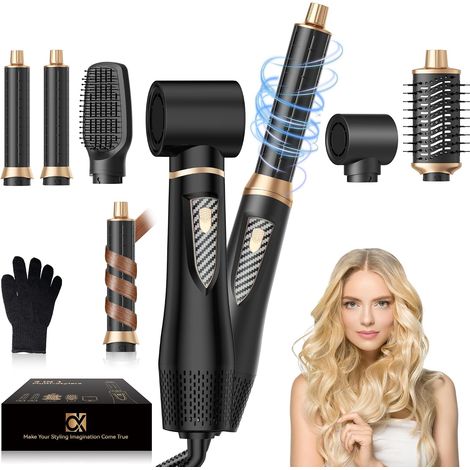 Airstyler Brosse Soufflante 5 En 1, Airbrush 1000W Hairstyler Sèche-Cheveux avec Embout 32mm pour Boucler et Sécher, Accessoire de Coiffure Amovible (1/5)