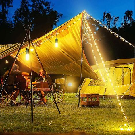 Lanterne de camping extérieure, lampe torche d'urgence, guirlande lumineuse, rechargeable par USB-C, intégrée (1/4)