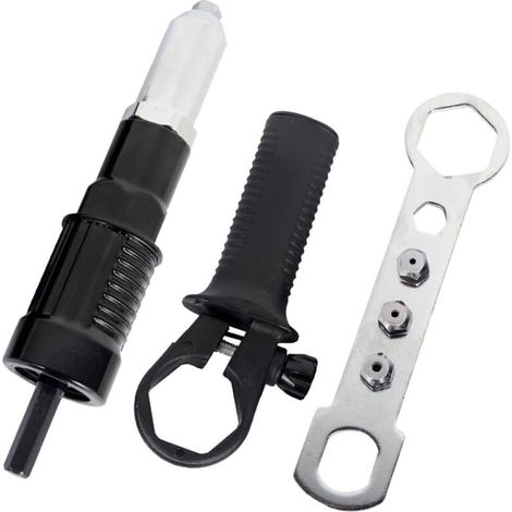Riveteuse électrique sans fil – Kit complet avec embouts pour rivets de 2,4 / 3,2 / 4,0 / 4,8 mm et clé ergonomique noire (1/5)