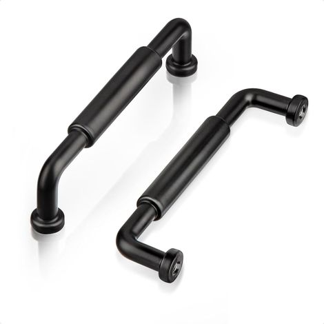 Lot de 6 Poignée Meuble Entraxe 96mm, Classique Tuyaux Circulaires Poignée Meuble Cuisine Noir, Alliage de Zinc Poignée de Porte Armoire pour Chambre Bureaux Tiroir Inclus Vis