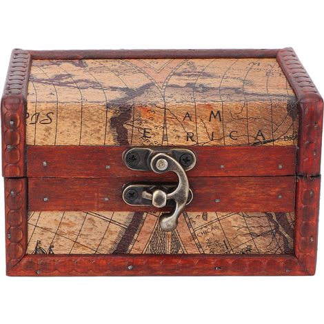Petit coffret en bois vintage à ouverture par bascule, boîte à bijoux de rangement décorative pour la maison (1/5)