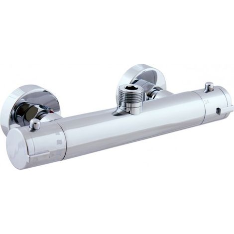 Mitigeur douche mural thermostatique laiton chromé sortie douchette haut-Argenté-Argenté-- (1/2)