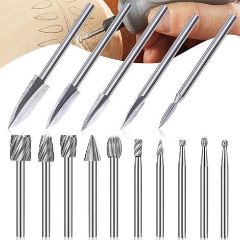 15 pcs Fraises Rotatives Ensemble, HSS Burrs Rotatives Embouts de Fraisage Outil Routage de Bois Accessoires Outil Rotatif 3mm Tige pour le Travail du Bois, la Sculpture, le Perçage de Bricolage (1/5)