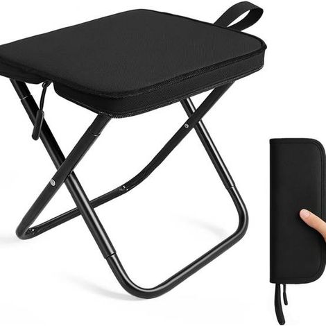 Tabouret de Camping Pliable Mini Noir Portable Léger pour Extérieur Randonnée Pêche Résistant (1/5)
