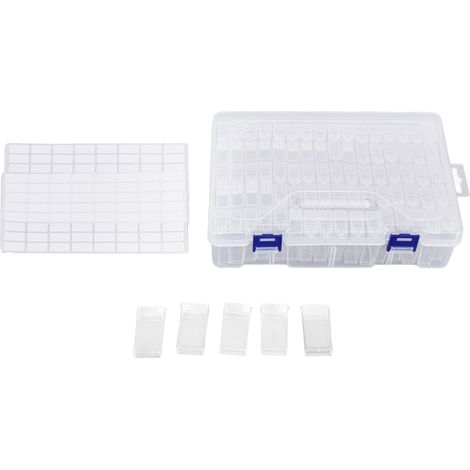 80 pièces Grilles de Rangement Strass Transparentes avec Étiquettes pour Boîte de Stockage, Organisation de Strass (1/5)