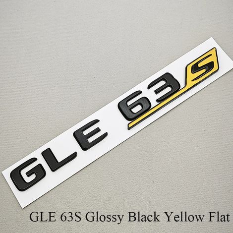(GLE63S Noir Jaune) - Insigne GLE 3D ABS pour coffre de voiture W166 W167, autocollant arrière noir brillant chromé (1/5)